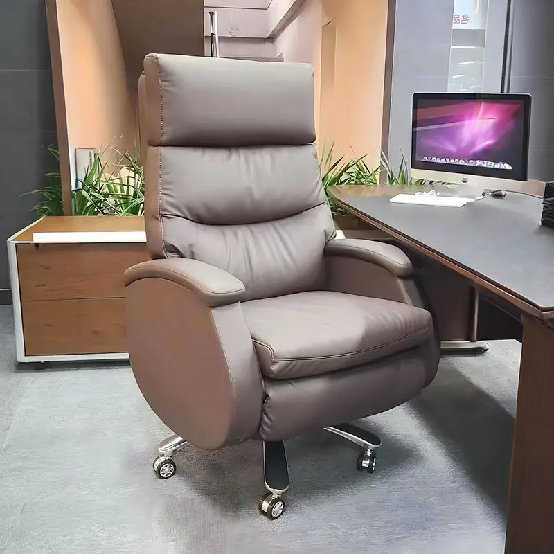 Office electric leather boss chair, can lie down and take a 180-degree nap, high-end business class chair, comfortable