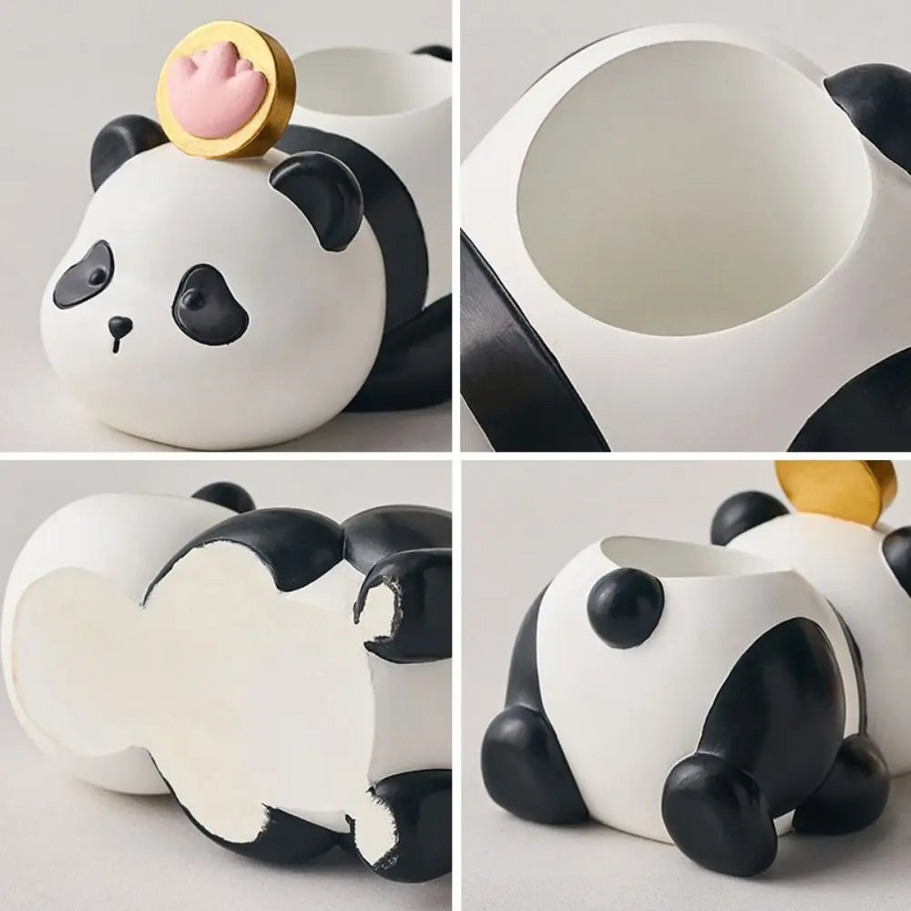 Funny Cute Animal Pen Holder Cartoon Large Capacity Resin Panda Statue Unique Desktop Rabbit Ornament Office