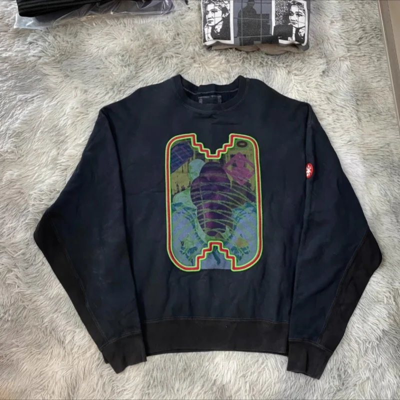Harajuku CAVEMPT Sweatshirts CE Splicing High-quality Embroidery Female Profile Palm Silhouette Men Women Pullover Streetwear image 3
