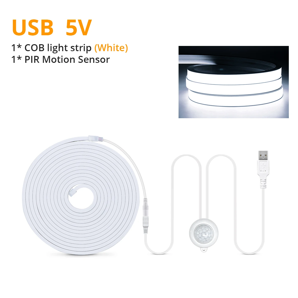 Smart PIR Bewegingssensor Super Heldere COB LED Strip Neonlicht Auto AAN/UIT 320 leds/m Waterdicht voor Keuken, Trap, Garderobe Decor - afbeelding 1