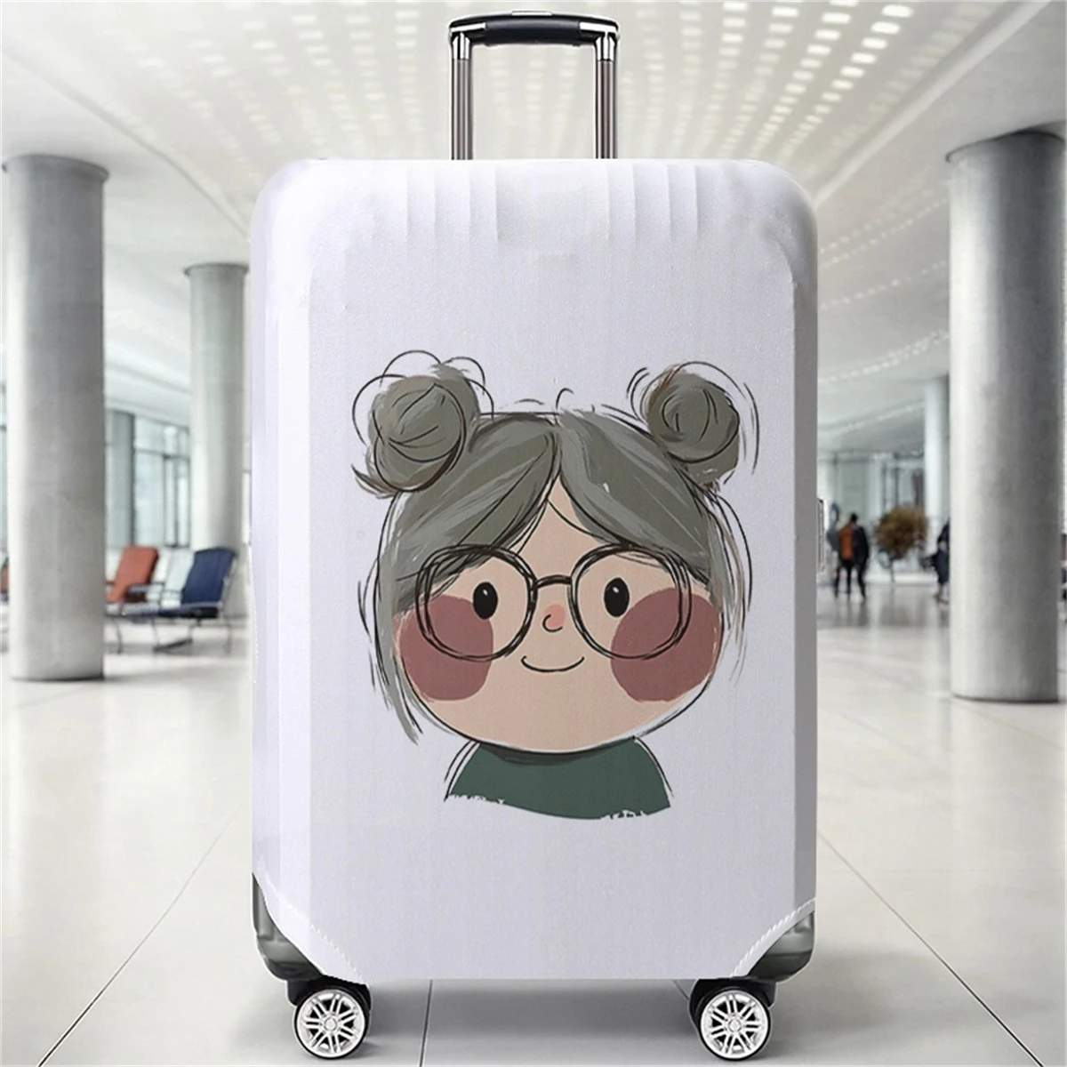 

Защитный чехол для багажа с рисунком Glasses Girl, подходит для чемоданов 18-32 дюймов, чехлы для ручек чемоданов, аксессуары для путешествий