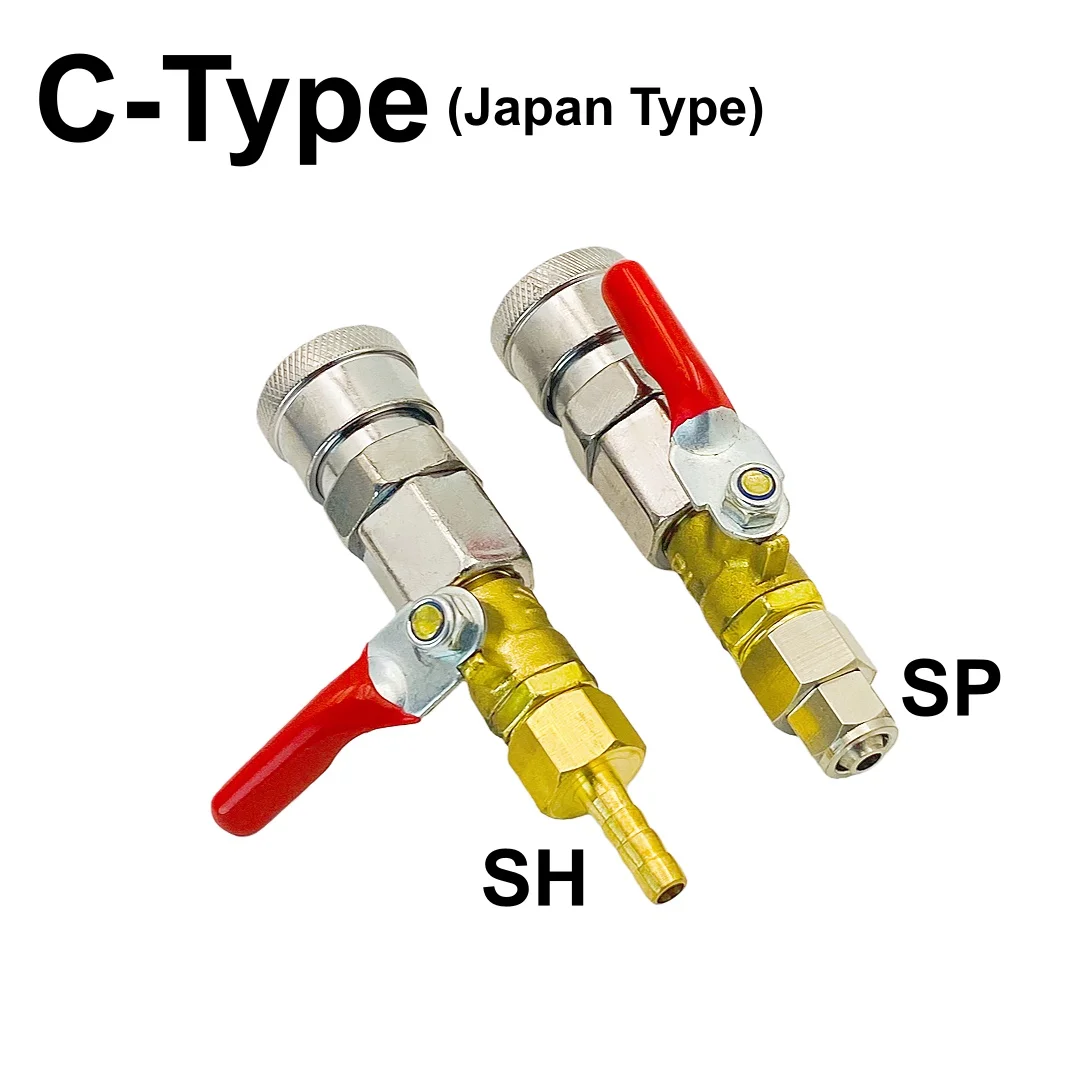 Air Hose Quick Connector C-Type (Japan Standard) With Valve Switch Pneumatic Fitting Coupler SH SP10/20/30/40