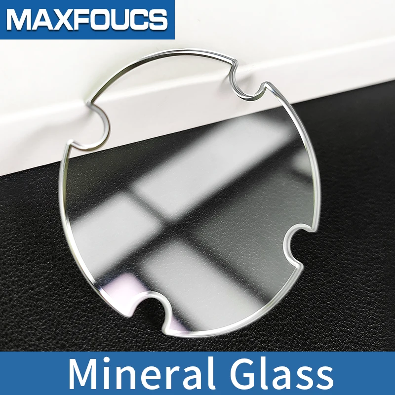 Mineral Glass 52x1.8mm For Diesel Flat crystal with 4 round gap Blue Ar Coating Silver/Black Trim Watch Glass Replacement Part