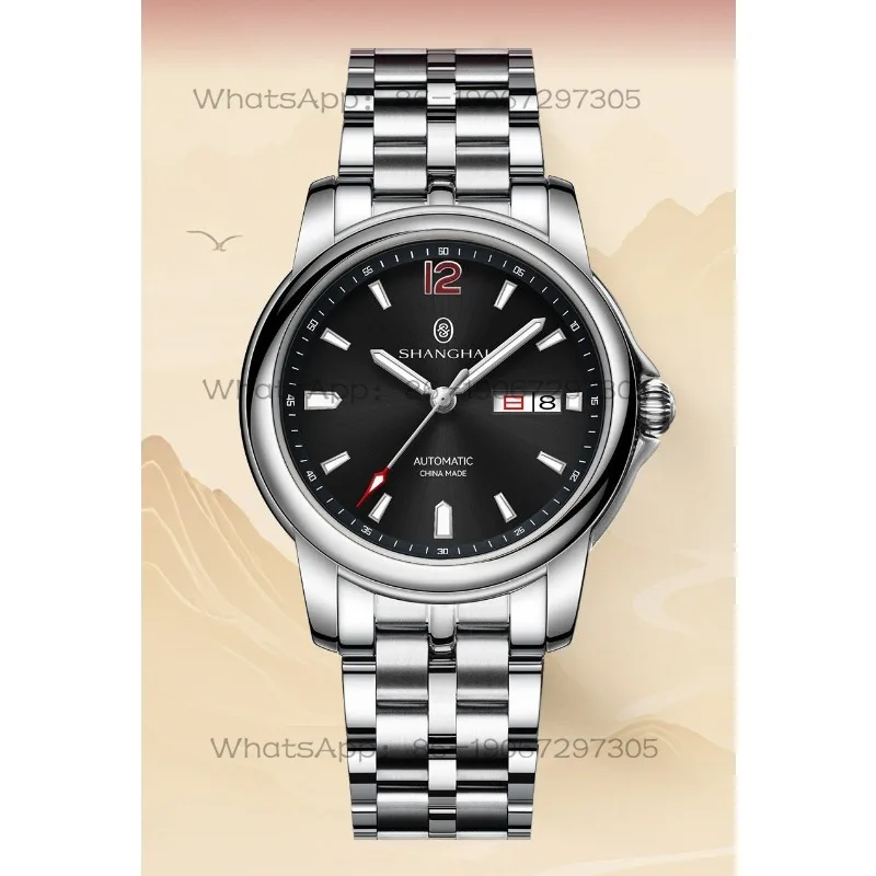 Time Island Watch 1 Store Shanghai Watch Men's Fully Automatic Mechanical Watch Double Calendar Waterproof Red Needle
