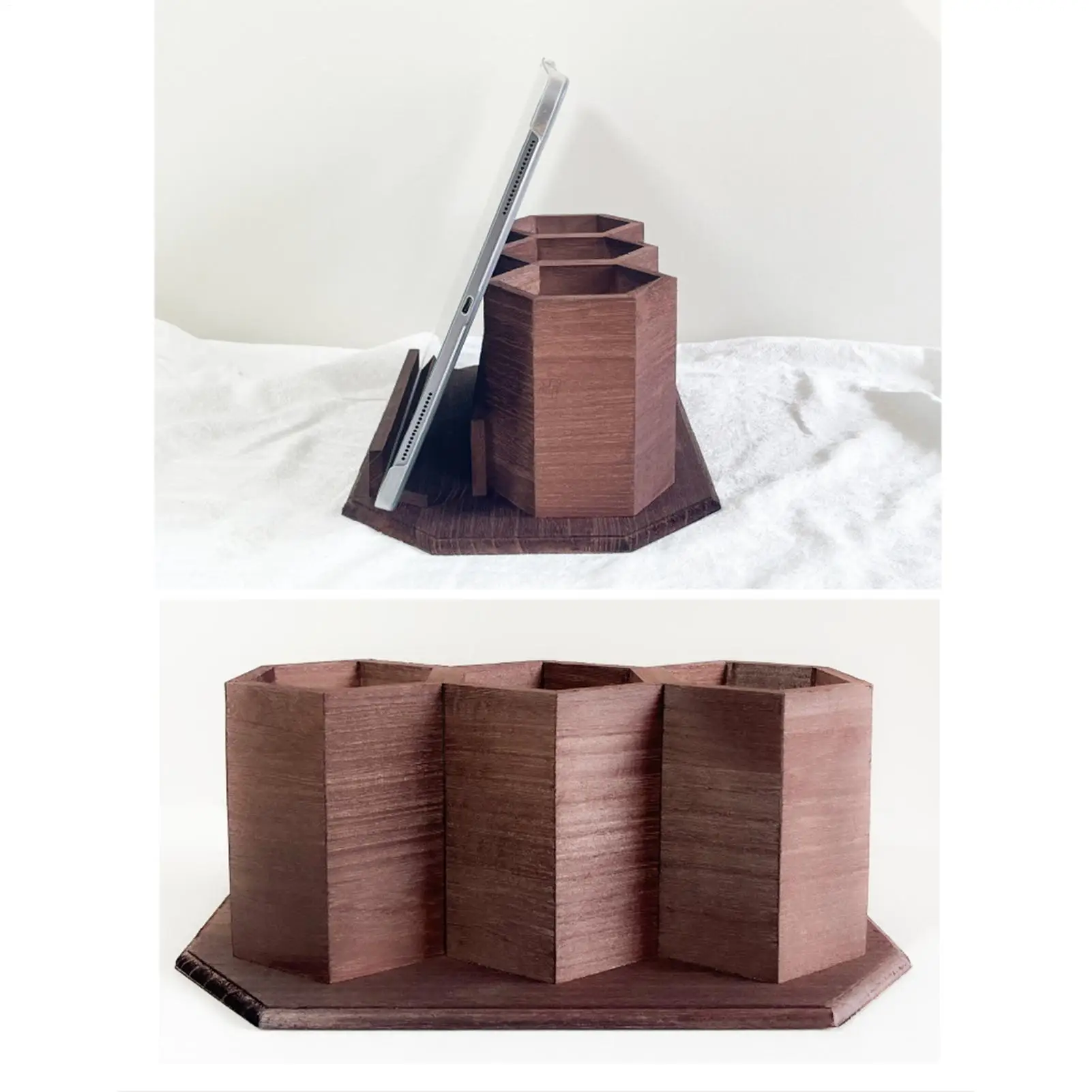 나무 펜 홀더 페인트 브러시 주최자 4 구획 기구 마커 보관 미술 주최자 나무 미술 스튜디오 주방 홈