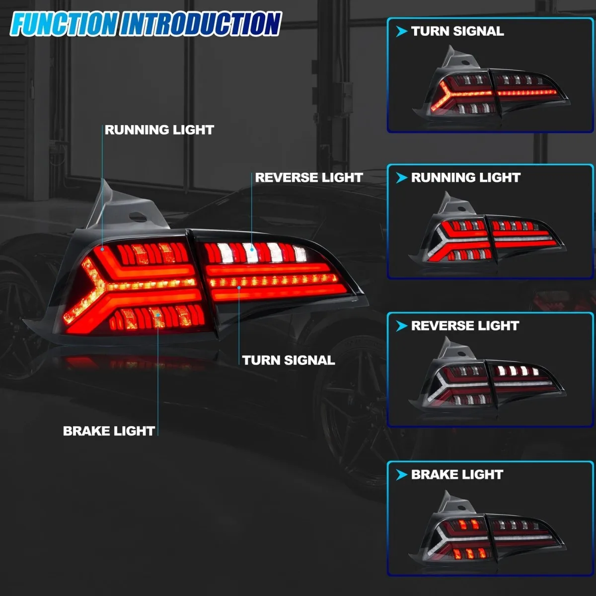 LED Tail Lights Assembly for Tesla Model 3 Model Y 2017-2022 Black Rear Lamps