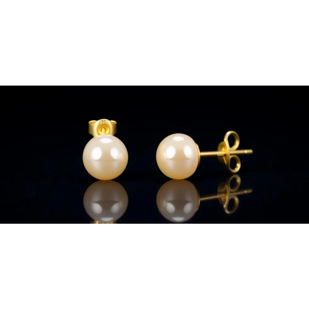 

Модные серьги-гвоздики из стерлингового серебра с позолотой 18K и пресноводным культивированным жемчугом для женщин, гипоаллергенные, 5.5-9.5 мм