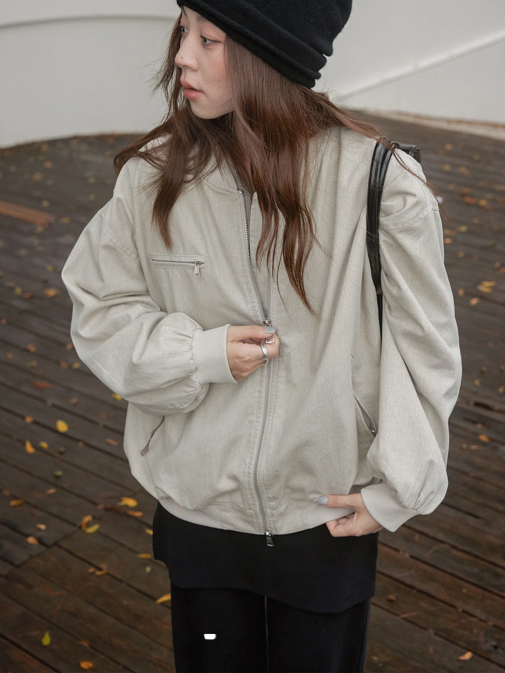 

VNOOK Retro Waed Cotton ort Jaet Women's Loose Fit Color Baseball Sle Coat Autumn 2025 New Arrival