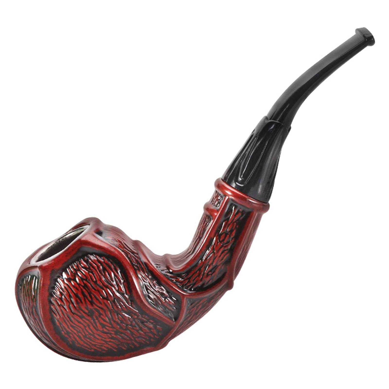 1pc Tobacco Pipe Resin Wood Old-fashioned Pipe Pot Men\'s Gift Filter High-grade Carved Pipe