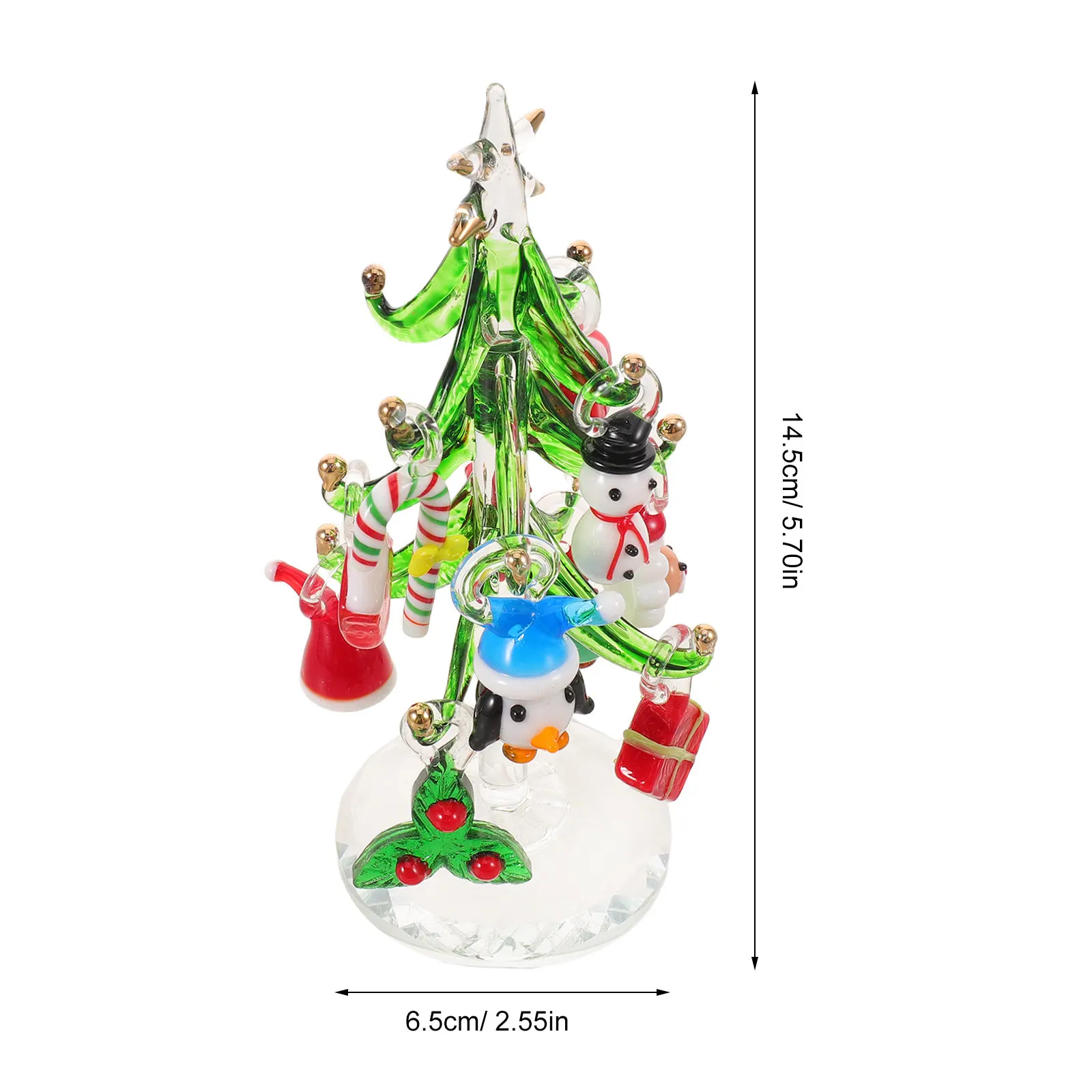 Mini Glass Christmas Tree Green Statue Star Topper Winter Table Decor Decorative Xmas Centerpiece Mini Christmas Tree Ornaments