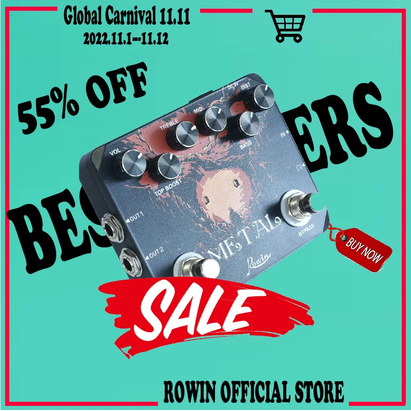 Rowin LTL-03 Metal 2.0 Version Guitar Effect Pedal With Traditional Metal Sounds Super Distortion Sound & Headphone True Bypass