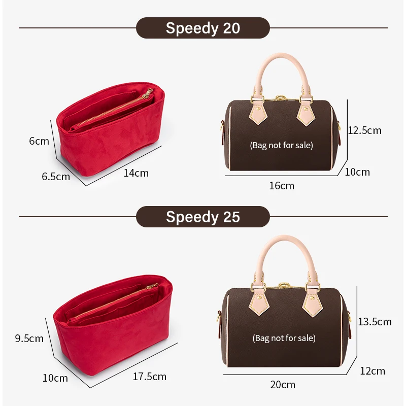 CRAZYSMITH Original Velvet Bag Organizer For LV Speedy 20 25 30 35 Purse Insert Handbag Inner Bag Portable Storage Makeup Bags