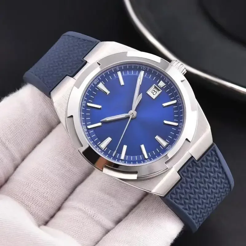 ساعة يد ميكانيكية أوتوماتيكية فاخرة للرجال باللون الأسود والأزرق والمطاط للرجال على طراز الخارج 41 ملم
