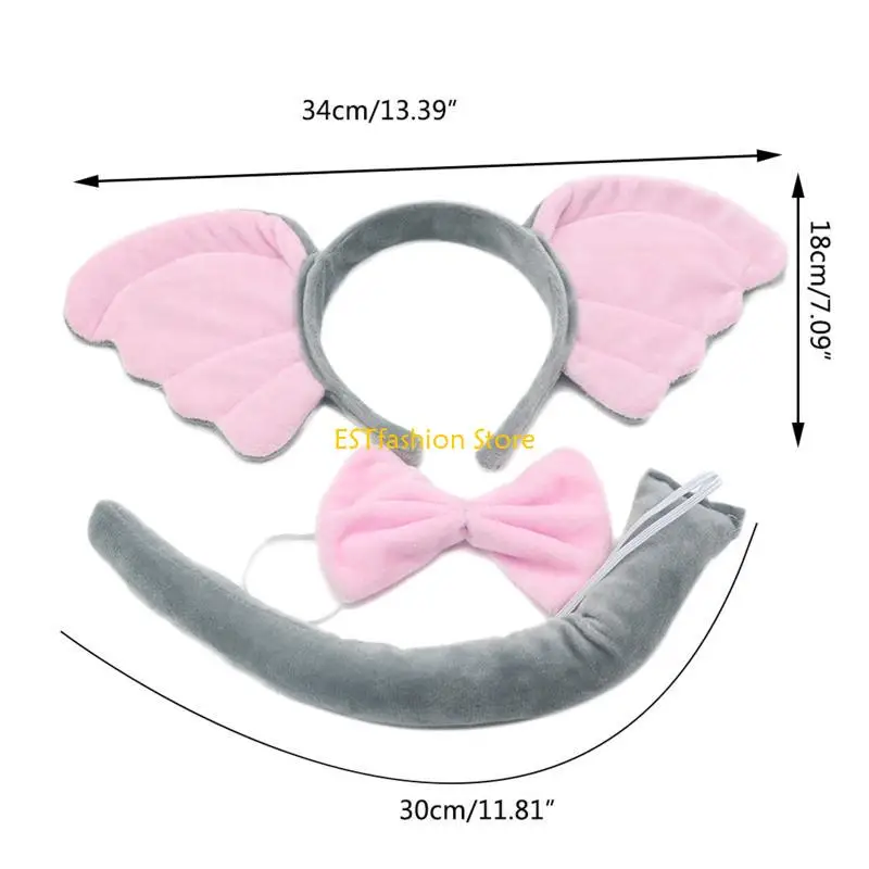 Y5GC 3 piezas Diadema oreja elefante para cumpleaños Navidad Halloween