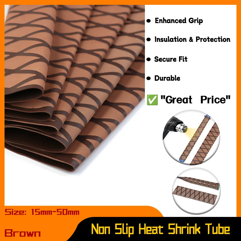 

Dia 25/28/30/35/40mm 1 Meter/pc Brown Anti-slip Heat Shrink Tube Wrap Case for Fishing Rod/Racquet/Bicycle Handles/Tripod DIY