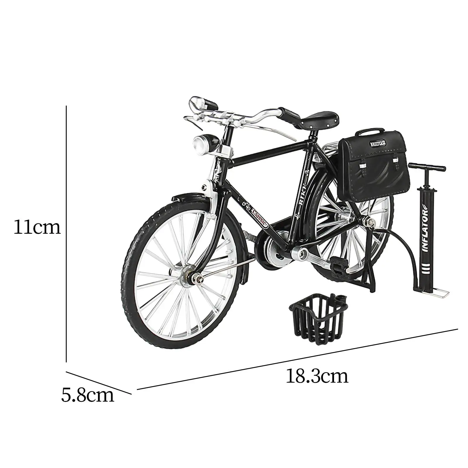 1:10 Bike Model and Bicycle Basket Desktop Decoration Crafts Diecast Mini Bicycle for Desktop Office Bedroom Dollhouse Ornaments