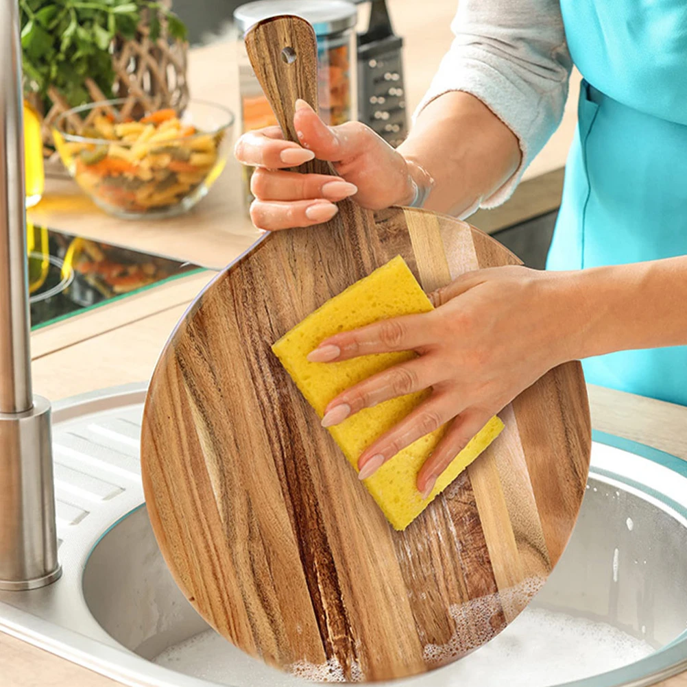 

Round Wooden Serving Pizza Tray Charcuterie Wood Cutting Board Household Food Board Smooth Sturdy Practical Steak Bread Fruit