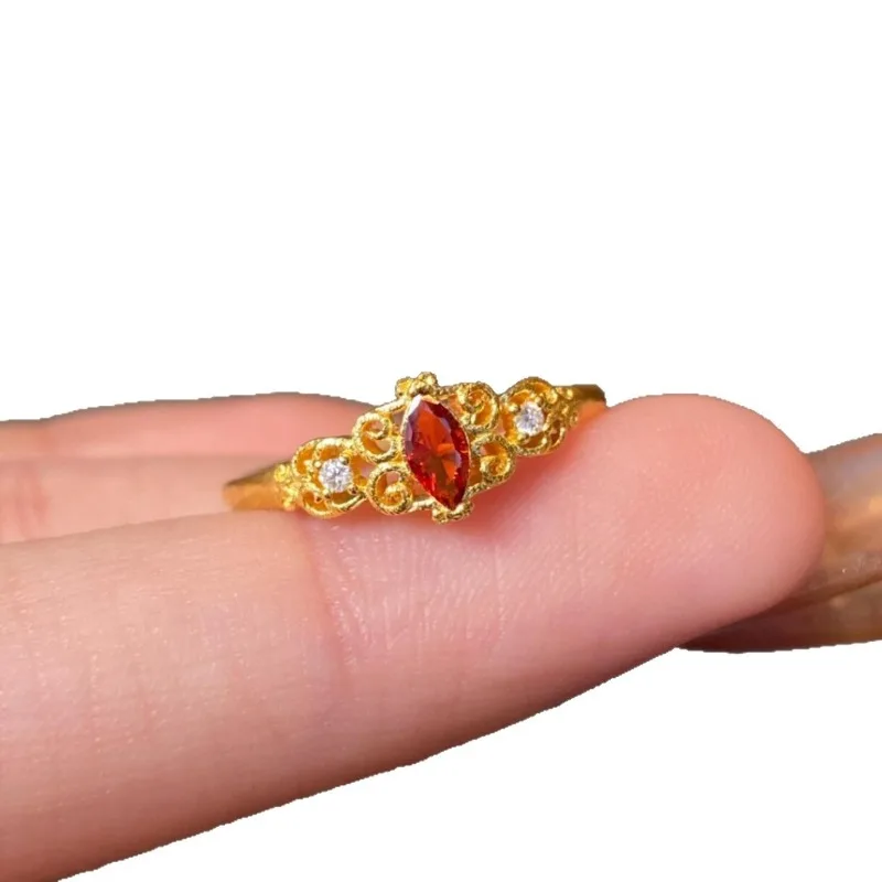 خاتم الكنز الأحمر عين الحصان، مجوهرات الزركون الصغيرة الرائعة، متعددة الاستخدامات، خفيفة فاخرة، مجوهرات عالية الإحساس، مزاج للتنقل اليومي #5