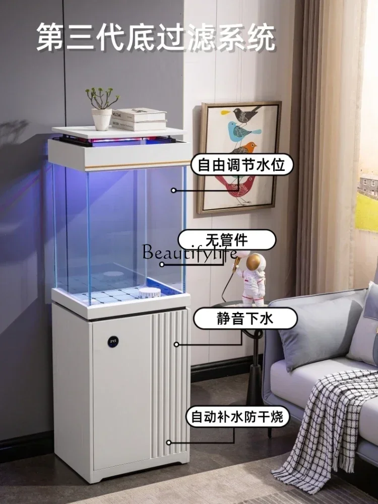 فلتر خزان الأسماك الزجاجي الأبيض الفائق لغرفة المعيشة، حوض السمك، فلتر بيئي صغير ومتوسط، تغيير المياه #5