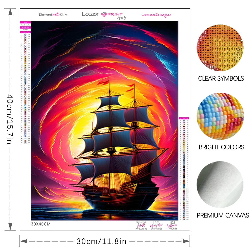 Full Diamond Paintings Boat Under Sunset Rhinestones Mosaic Art Embroidery Cross Stitch Kits  Landscape Special Decor Diy Gifts