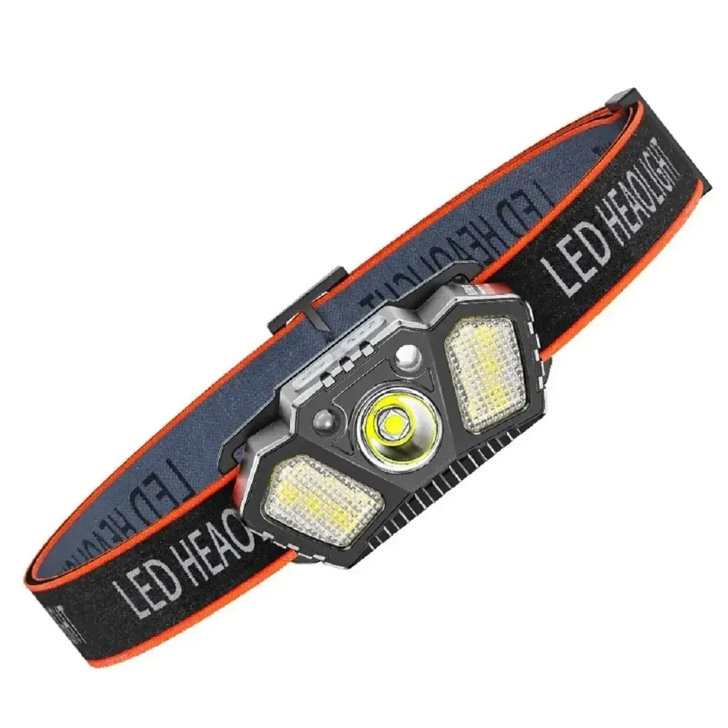 Portable Sensor Headlamp Rechargeable XPE COB Headlight 5Modes Fishing Camping Hiking Red Warning Head Lamp With Gesture Control