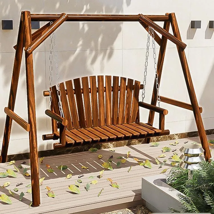 Outdoor Swing Solid Wood Outdoor Swing Courtyard Park Rocking Chair Outdoor Hanging Chair Garden Villa Preservative Wood Childre