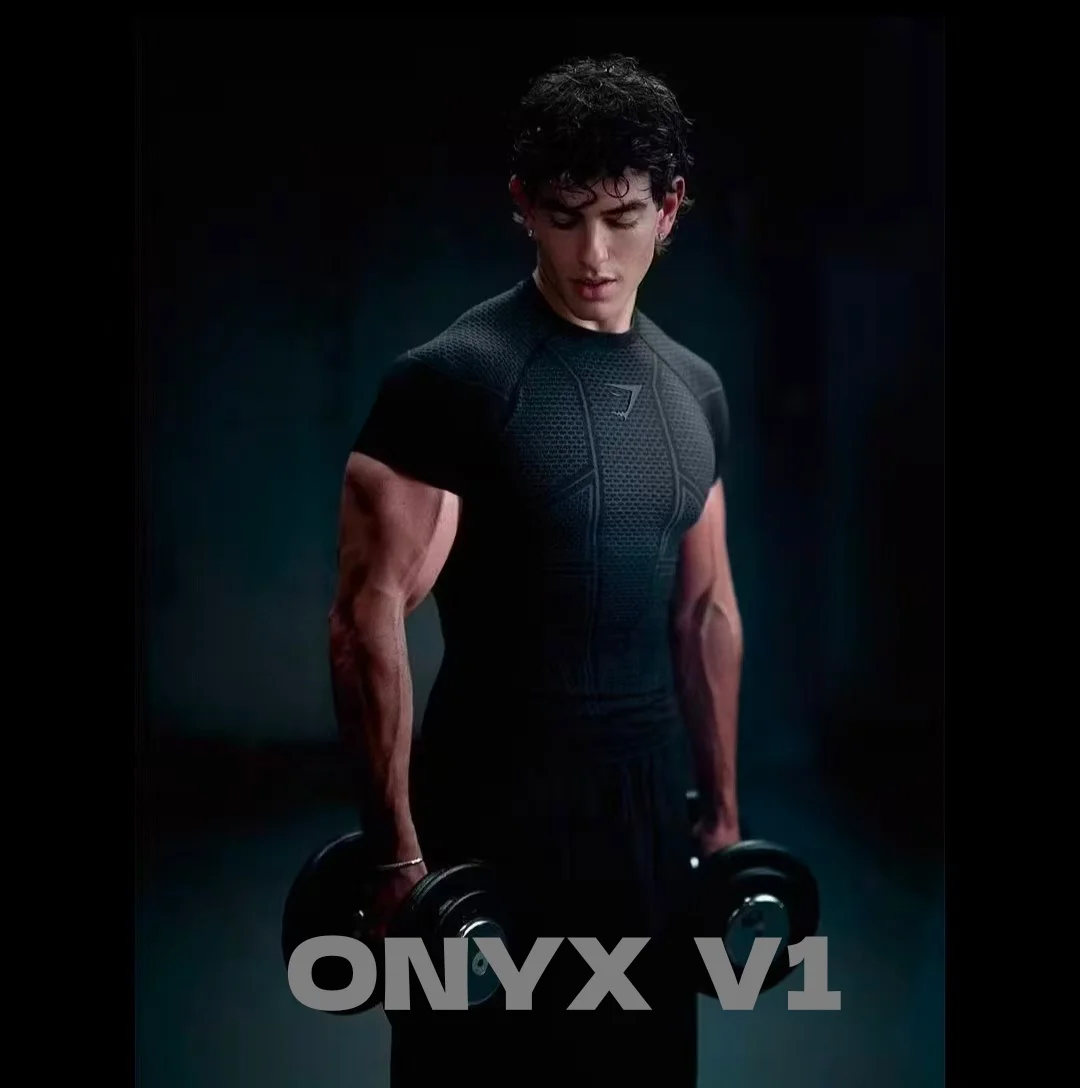 GYM SHARK V1 Men's Fitness Shirt GYM SHARK ONYX V1 Tight Fitness Top