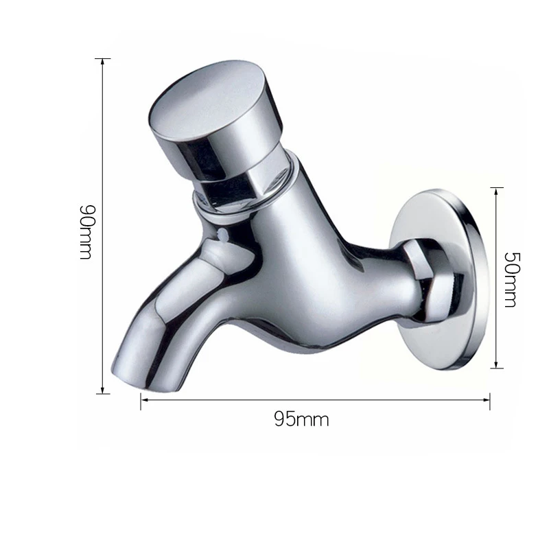

Ktchen Bathroom Faucet Chrome Plated Self Closing Water Saving Time Delay Faucet Basin Sink Tap Cold Water for Home