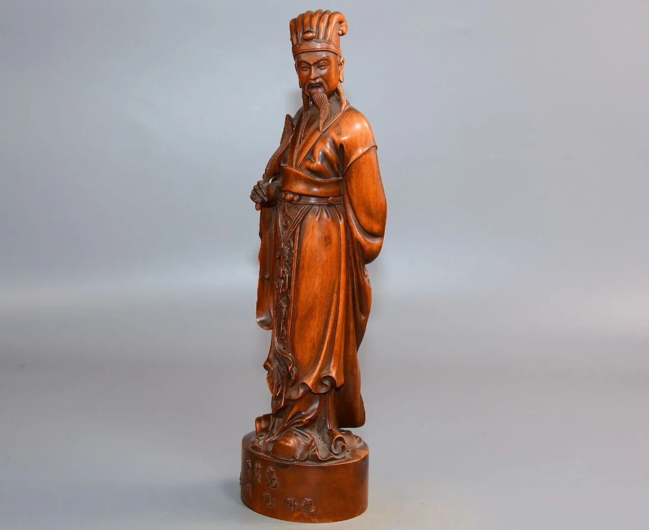 Small Wooden Carved Figurine Handcarved Chinese Decor Wisdom Ornament Statue Loyalty Strategy Prudence Devotion Acumen Foresight