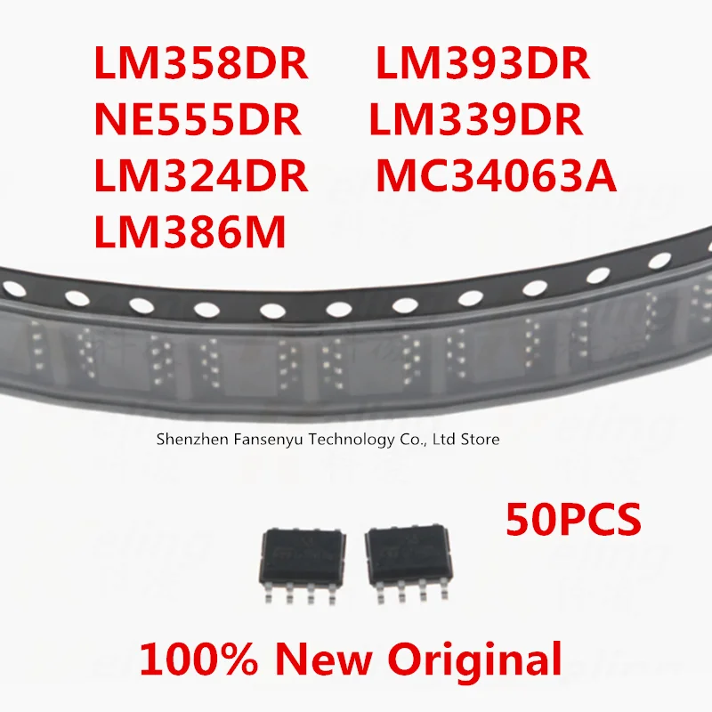 50PCS  LM358DR LM358 SOP LM358DT LM358DR2G LM393DR LM393 NE555DR NE555 LM339DR LM339 LM324DR LM324 MC34063A MC34063 LM386M LM386