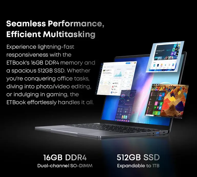 Acer Gadget E10 Intel Core I5-12450H Etbook Laptop 16GB RAM 512Gb SSD 14' 2160X1440 Resolution Computer Wifi6 Office Study Laptops Windows 11