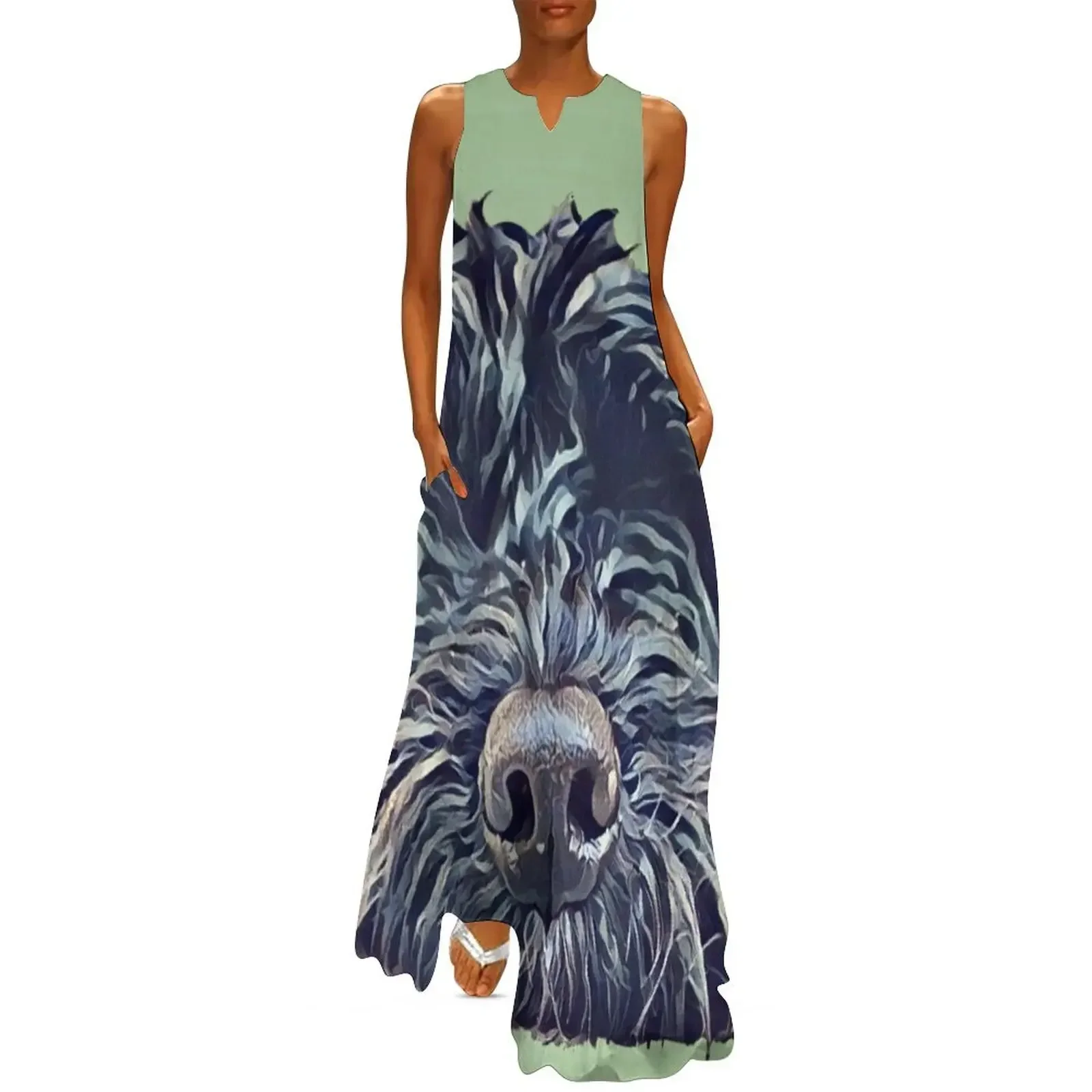 

Cockapoo Pop Art - Green Long Dress Summer women's clothing dress korean style Evening gown Dress