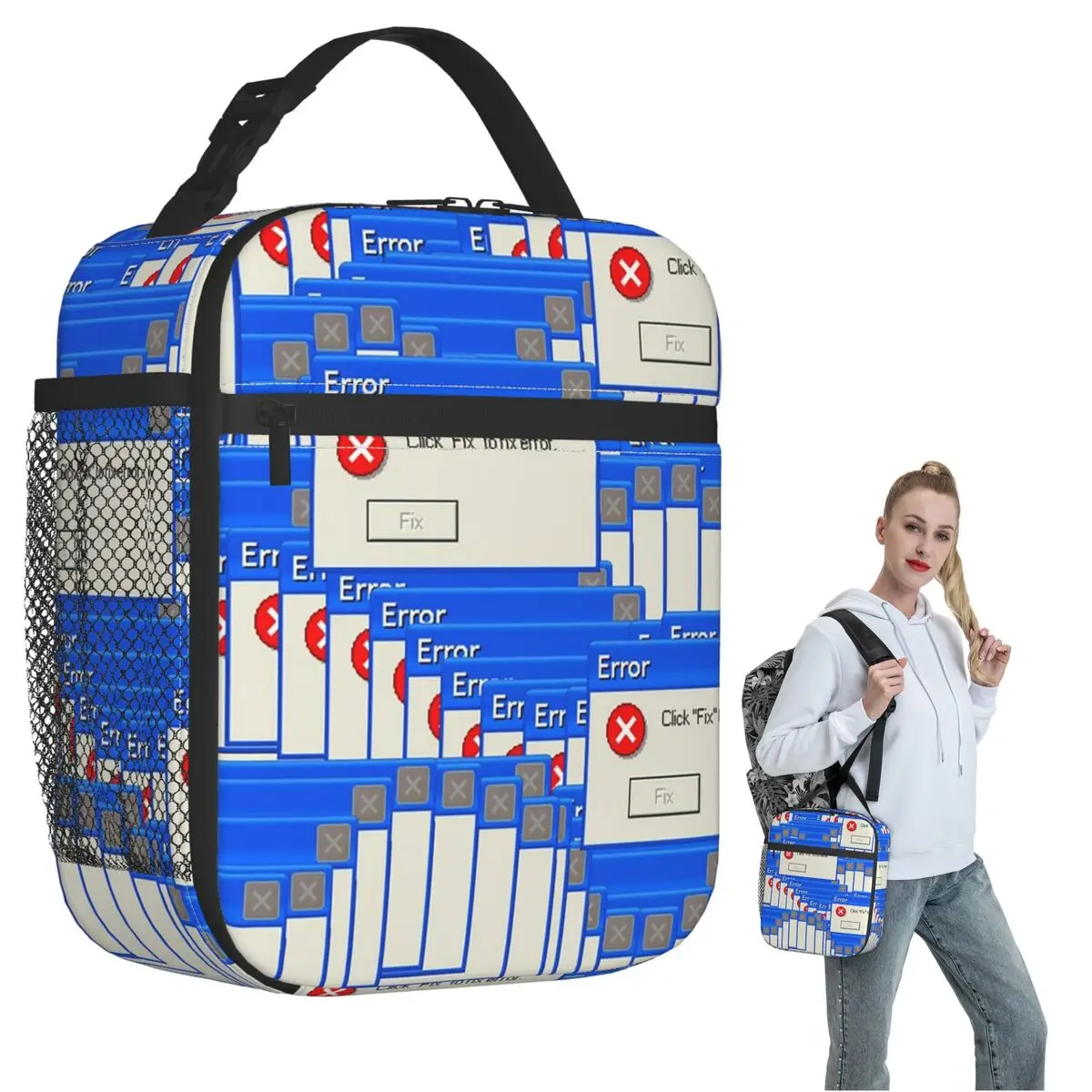 

Windows Xp Error Tiled Insulated Lunch Bag for Women Kids Portable Food Boxes Thermal Lunch Box Tote
