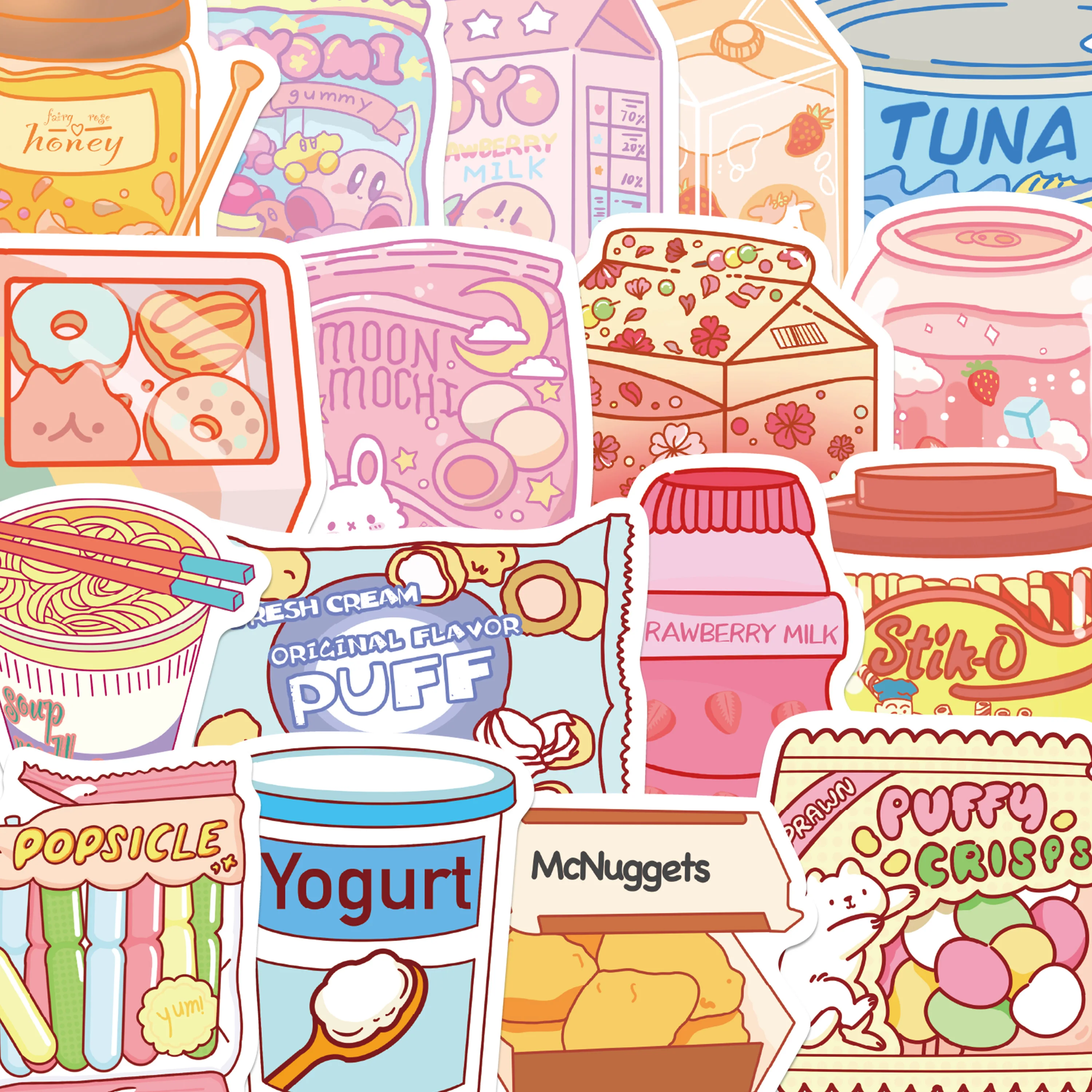 50pcs Ins Style Food Sticker Cartoon Fashion Funny Decal For Laptop Phone Scrapbook Guitar Decorative Sticker Holiday Gift Toy