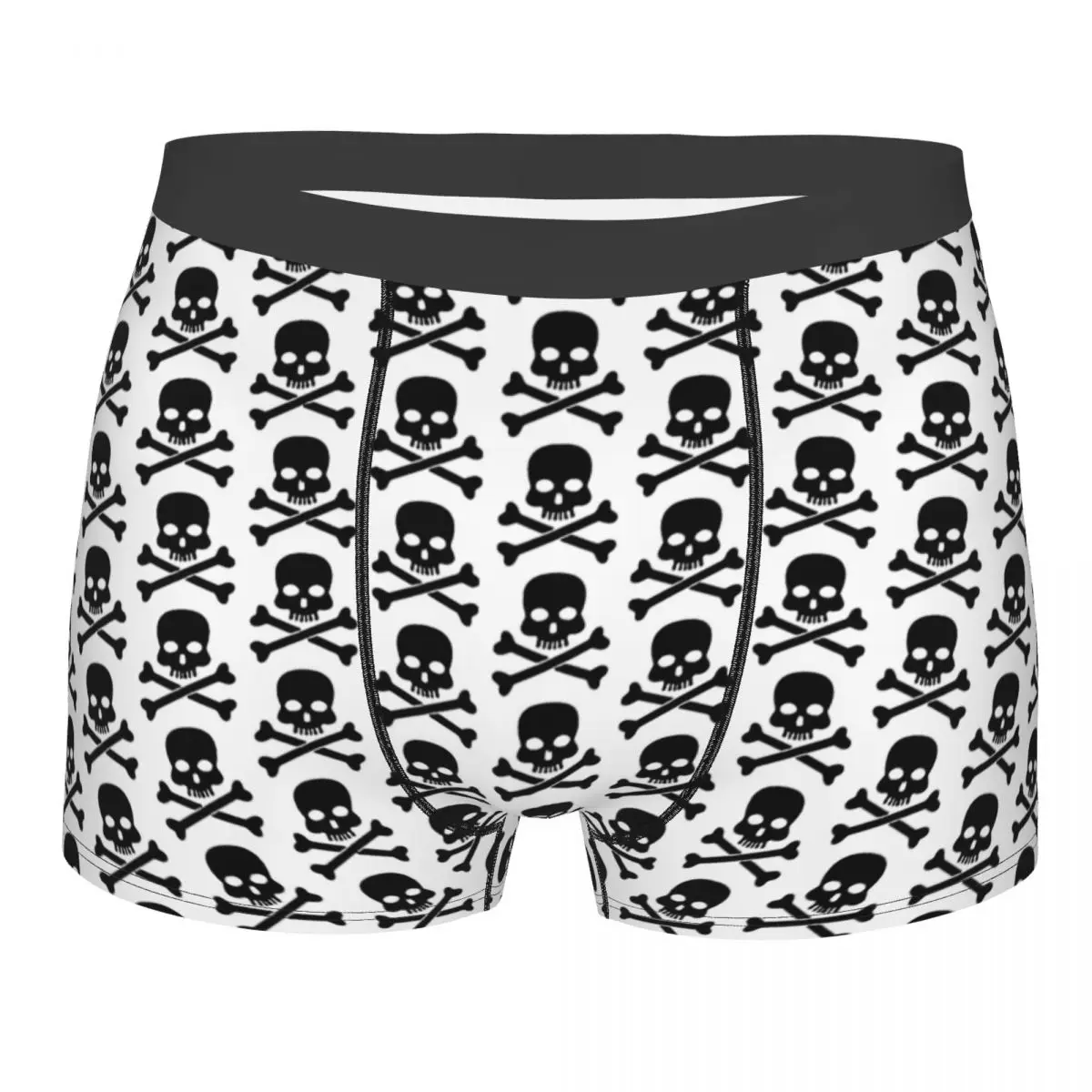 Black Skull And Crossbones Bones Skeleton Souls Underpants Cotton Panties Man Underwear Ventilate Shorts Boxer Briefs