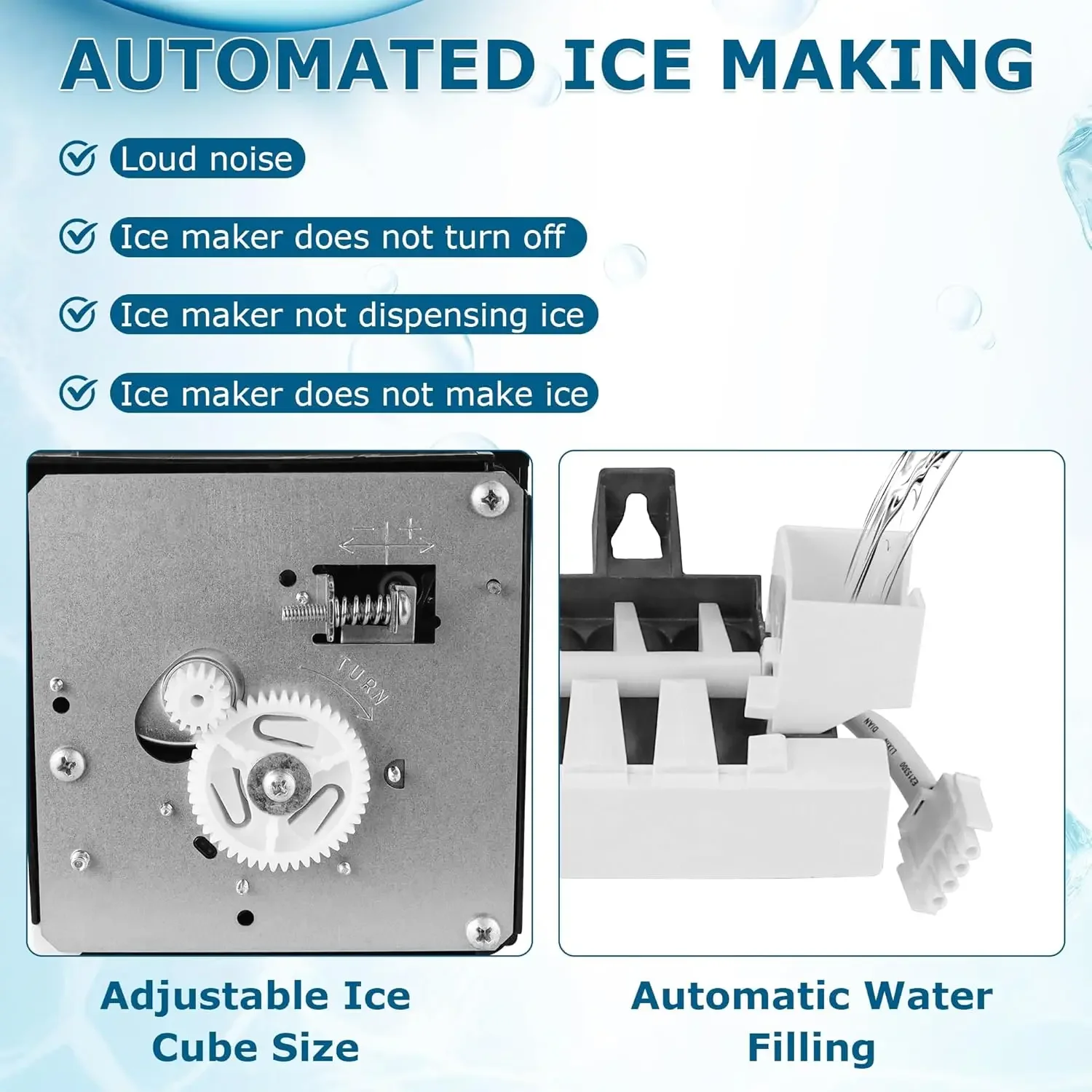 Nano revestido Ice Maker Assembly, substituição Ideal para AEG Geladeiras, 241798231 241798224 241798211