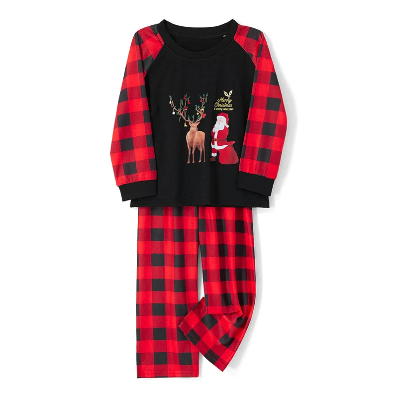 Ensembles de pyjamas de Noël assortis pour la famille, pantalons à rayures en Y, manches longues, imprimé flocon de neige, renne