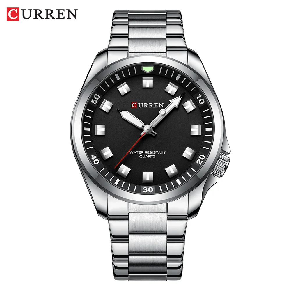 CURREN Modische, brandneue Uhren für Herren, klassisch, schlicht, Business-Armbanduhr mit Quarz-Edelstahlband und leuchtenden Zeigern