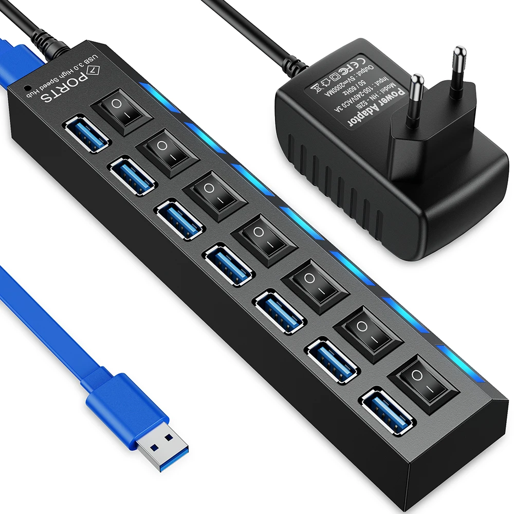 Usb Hub 3 0 Usb Splitter Usb kilka portów Hub 3.0 Multi Usb Extensor wielokrotny przełącznik Extender 2.0 Hub z zasilaczem na PC