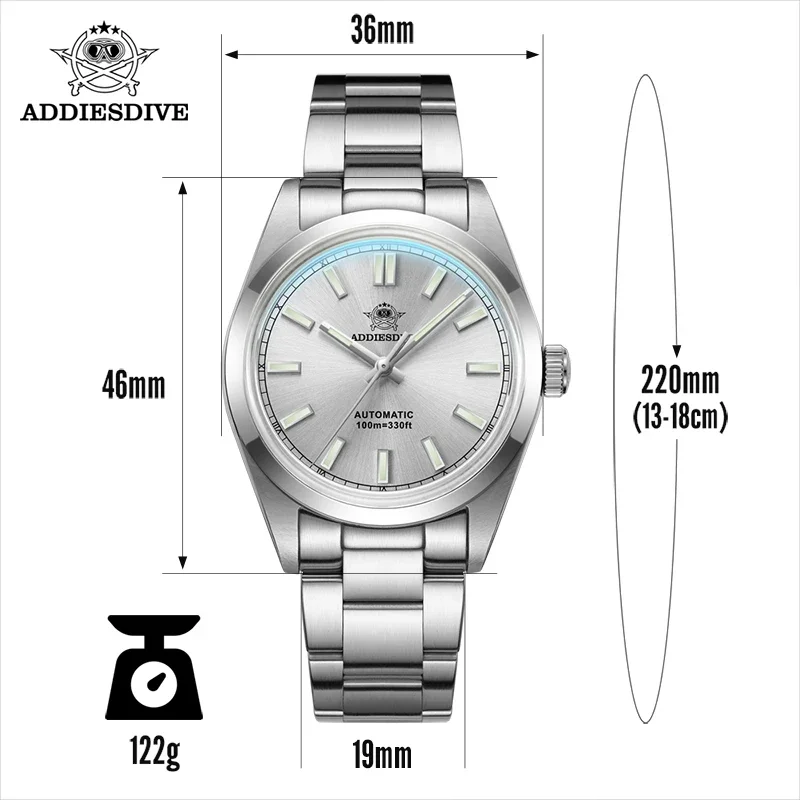 ADDIESDIVE AD2028 Dive Watch BGW9 Super Luminous Bubble Mirror Pot Cover Glass 10Bar Diver PT5000 Automatic Mechanical Watch