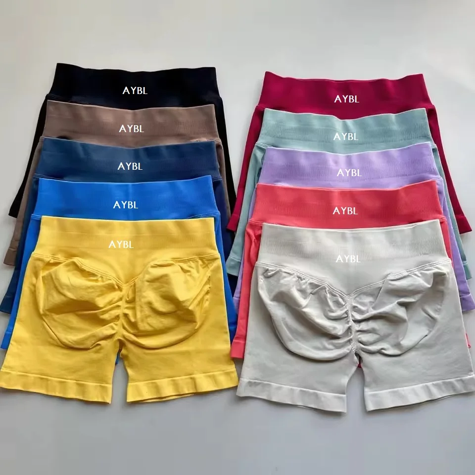 

AYBL Fashion Yoga Shorts Low Waist Seamless Yoga Shorts Scrunch Bum Gym Shorts Women Workout Biker Stretch Fitness Shorts