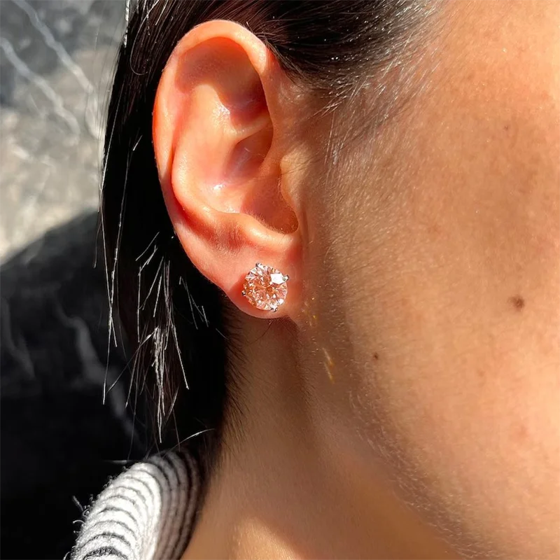 

Сертифицированные IGI серьги с розовыми бриллиантами, круглые, 4CTW, розовые, круглые, VS-VVS, выращенные в лаборатории бриллианты, платина 950, 4 набора когтей