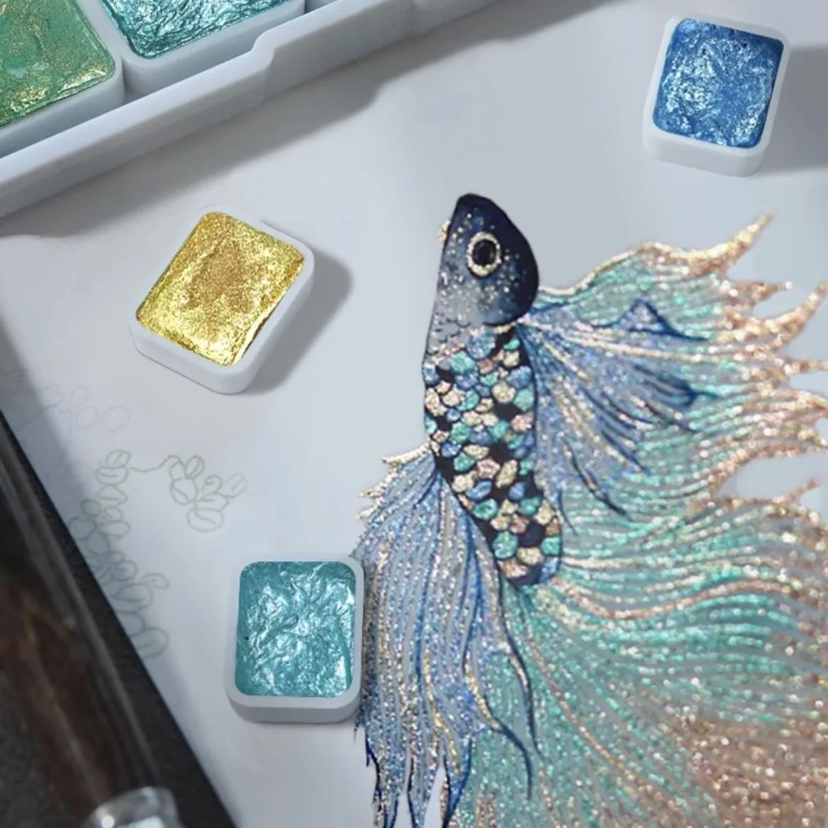 180-Farben-Metallic-Aquarellfarben-Set, tragbar und leicht, hochfestes Pigment, Sternenhimmel, für Künstler und Profis – Detail 5