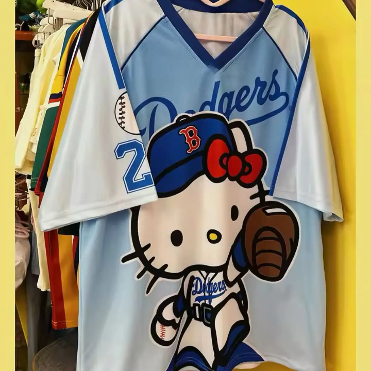 مينيسو سانريو هالو كيتي التي شيرت الكرتون ملابس رياضية النساء الرجال الخامس الرقبة فضفاضة عادية خفيفة الوزن تنفس الشارع الشهير الشاطئ القمم #4