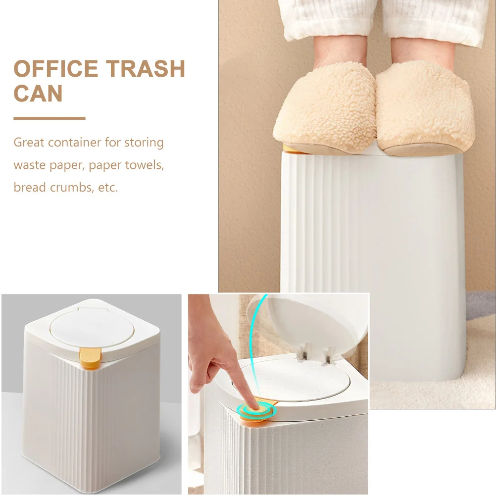 

Press Trash Can 5L Compact Dust Bin for Kitchen Bathroom Bedroom Home Office Waste Storage Box Household Garbage Container