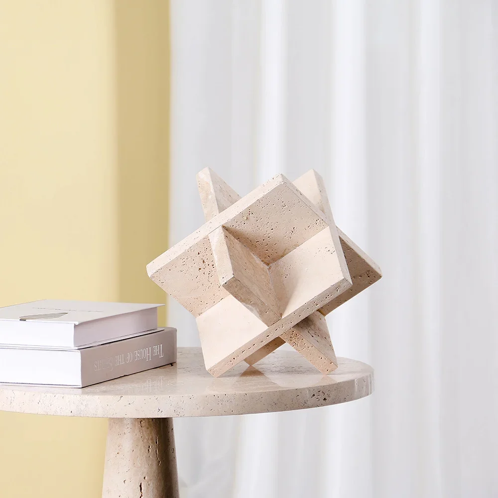 

l # for Decor Trending Show Pieces For Home Decoration Travertine Marble Stone Modern Interior Sculptures Rhombus Sculpture Home