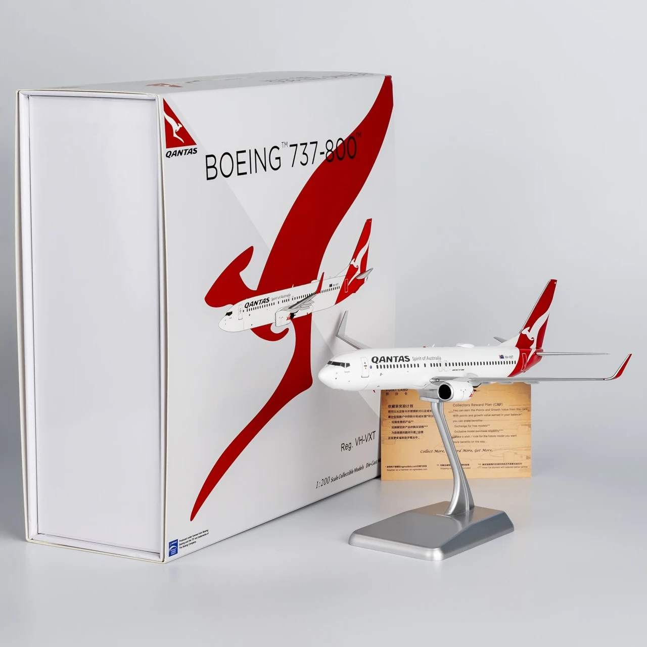 

08025 Alloy Collectible Plane Gift NG Model 1:200 Qantas Airways Boeing B737-800 Diecast Aircraft Jet Model VH-VXT & Point Card
