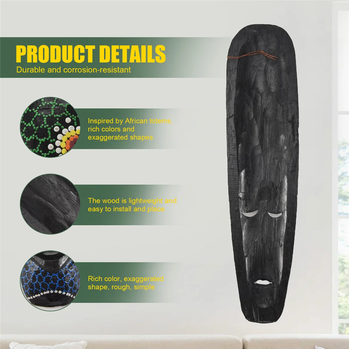 

Деревянная маска, настенная подвеска, резьба по дереву, окрашенная Facebook, настенный декор, бар, украшения для дома, африканская тотемная маска, поделки B LPY