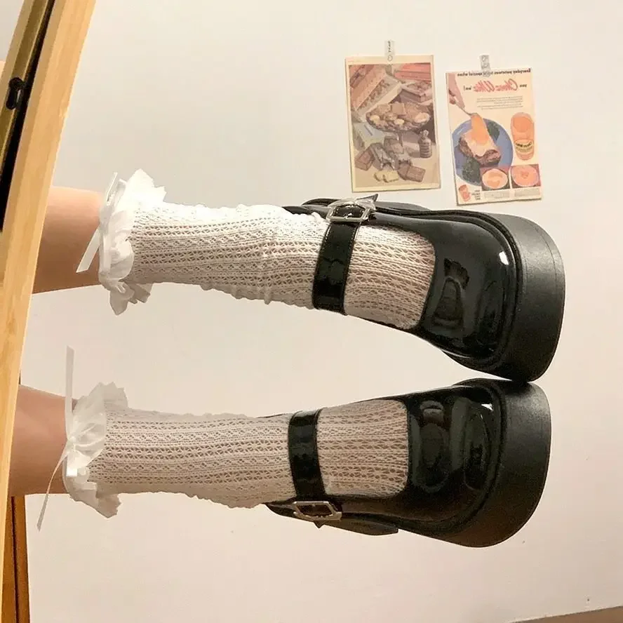 

Готические женские туфли-лодочки на массивном каблуке в японском стиле в стиле Лолиты на платформе и блочном каблуке с круглым носком, женская обувь Мэри Джейн среднего стандарта