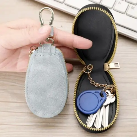 Llavero de cuero Mini monedero cartera cartera llavero cremallera Walle llaveros duales bolsa de cambio, monedero tarjetero